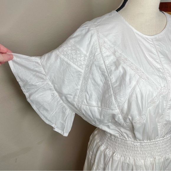 Aqua White Lace Inset Flounced Mini Dress Medium NWT - Picture 6 of 13